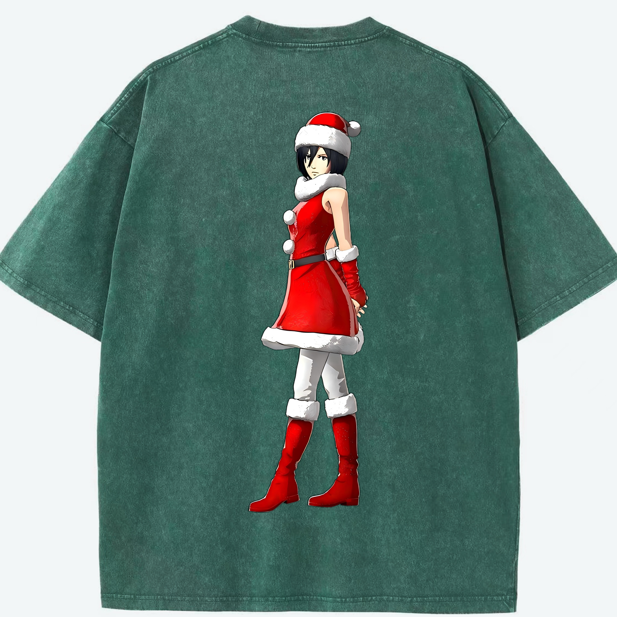 （画像用） 進撃の巨人 ミカサ·アッカーマン Attack on Titan Mikasa Ackerman 綿100% ヴィンテージ風 半袖Tシャツ（背面プリント）